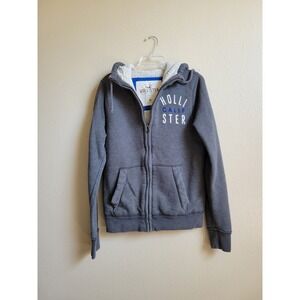 Hollister California Fleece Hoodie Full Zip Pockets Sweatshirt Sz M